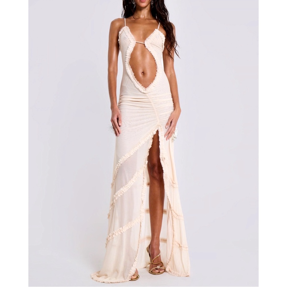 Jaded London Fatale Maxi Dress In Vanilla